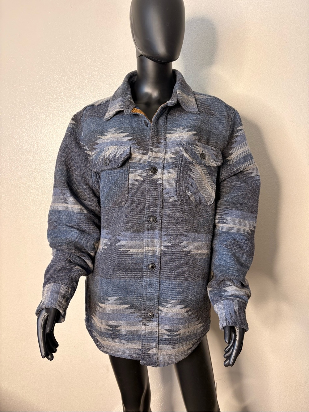 Men's Blue Patterned  - Casual Button-Up Jacket